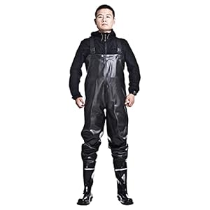 Vissende Borstwaders Dikke PVC 100% Waterdichte Vliegvissen Waders Met Laarzen Hunting Bootfoot Met Cleated Solefor Mannen En Vrouwen,zwart,42 EU