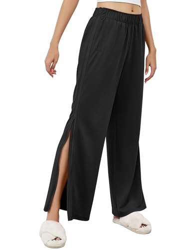 LOMON Womens Tear Away Pants Sides Full Open Sweatpants Double Slider Zip Off Post Surgery Pant with Pockets