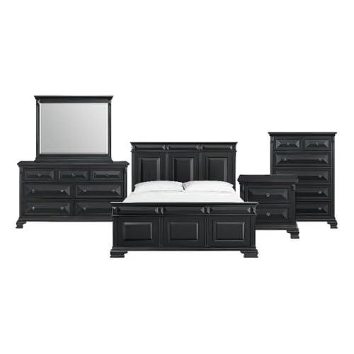 Picket House Furnishings Sumner King Panel 5PC Bedroom Set in Black
