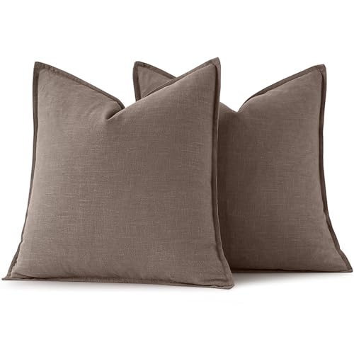 Image of MIULEE Decorative Linen Pillow Covers 18x18 Inch Malt Ball Boho Farmhouse Neutral Couch Throw Pillows for Bed Pack of 2 Accent Modern Pillowcase Sofa Livingroom Home Decor