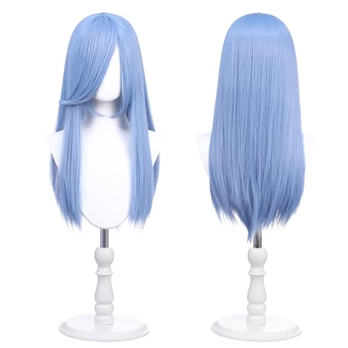 60cm Universelle Kostümperücke mit 2 Haarnetzen für Cosplay, Halloween & Themenpartys (Himmelblau)