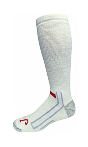Justin Mens White Full Cushion Over the Calf Socks (12-15, White)
