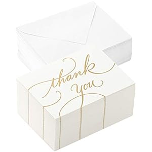Hallmark Thank You Cards, Gold Foil Script (100 Thank You Notes with Envelopes) for Wedding, Baby Shower, Bridal Shower, Graduation Hallmark Thank You Cards Gold Foil Script 100 Thank You Notes with Envelopes for Wedding Baby Shower Bridal Shower Graduation