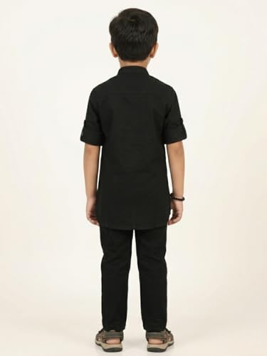 Image of Kids Stylish Solid Style Cotton Mandrain Collar Regular Fit Kurta|| Formal Boys Shirt || Casual Wear Buttoned Kurta for Boys