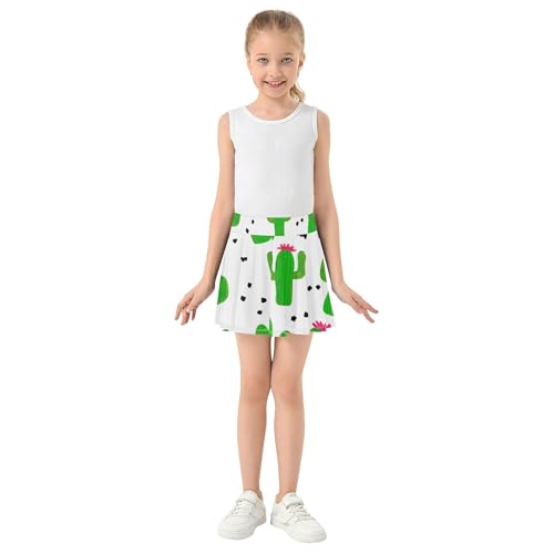 Joisal Athletic Shorts Girls Skorts Western Green Cacti Plants Skirts with Shorts Running Flowy Skort 3t3