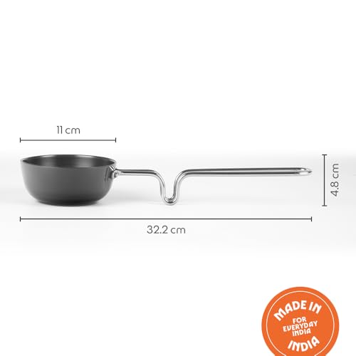 Image of Borosil 11 cm Hard Anodized Tadka Pan | Aluminium Grade 3003 | Glossy Exterior & Matt Interior | Even Heat Distribution | Easy to Clean | 5 Years Warranty