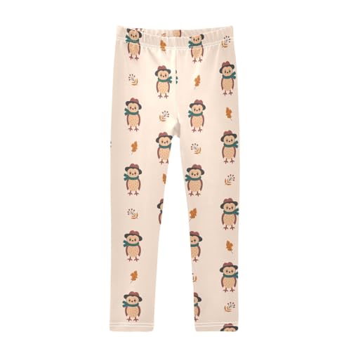 Girls Basic Leggings Baby Girls Pants Owl Leaf Soft Footless Stretchy Tights Pants 4-10Y