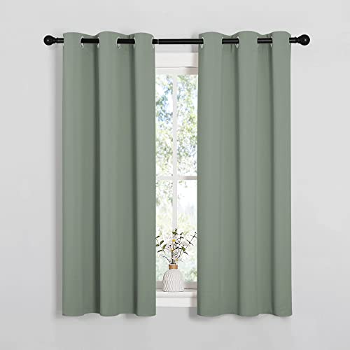 Image of NICETOWN Window Curtain Panels, Thermal Insulated Solid Grommet Blackout Draperies /Drapes for Basement (Sage Green, 1 Pair, 34 by 54-inch)