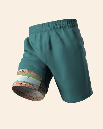 Hammock Support Pouch Workout Shorts | 7" Men's Compression Shorts (US, Alpha, Small, Regular, Regular, 5", Teal/Trout)3