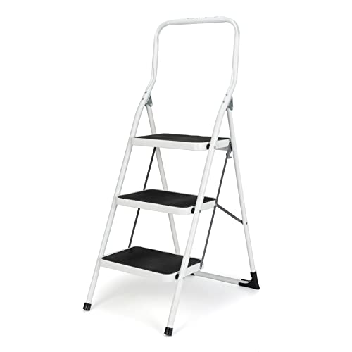 Escalera 3 peldaños Plegables metalicas escaleras Ligera Doméstica Cocina multifuncion - Hecho EN EU Cover