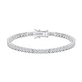 Sterling Silver Moissanite Tennis Bracelet 3mm S925 14K White Gold Lab Grown Diamond Chain Luxury Jewelry Gifts for Women Mom Girlfriend Wife Daughter for, 7', Sterling Silver, Moissanite (8 Inch)