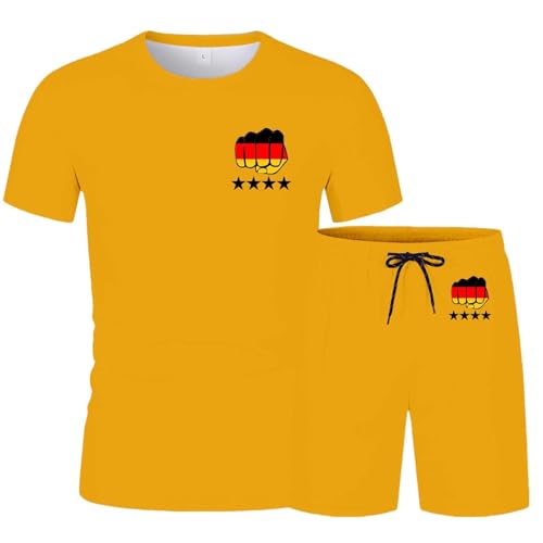 Ensemble homme t-shirt à poche et short jaune confortable