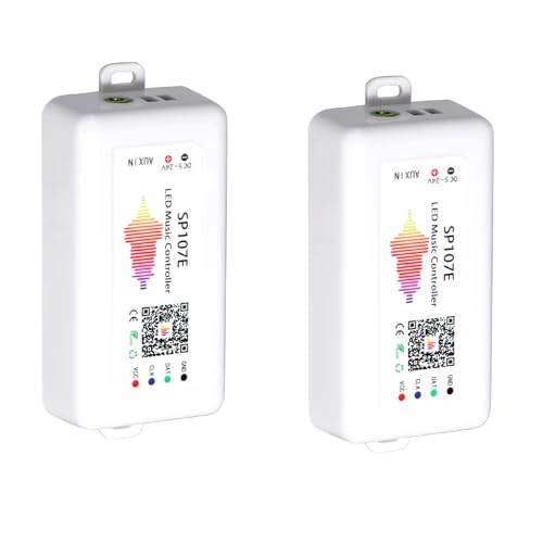 Image of 2 Pack SP107E LED Controller -Music Sync for WS2812B /Ws2811 /SK6812 IC Strips & LED Pixel Matrix Panel, Smart App Control, 16 Million Colors, Commercial /Home Lighting
