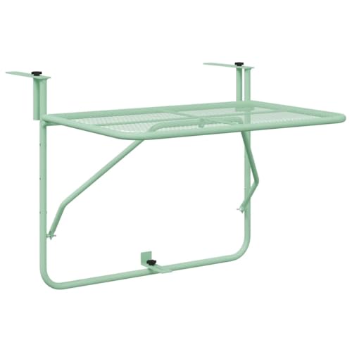 vidaXL Mesa Colgante de Exterior Verde Menta 60 x 39 cm. Se Monta en la Pared, es Ajustable en Altura y Plegable. Tiene un diseño de Malla, Ideal para Balcones. Su Estilo es Moderno pa