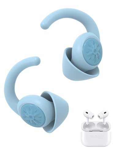 NRR 33dB Ear Plugs for Sleeping Noise Cancelling, Reusable Silicone Earplugs for Noise Reduction Hearing Protection Ear Plugs for Focus, Study, Work, Sleep - Blue -  SAMWUNICE