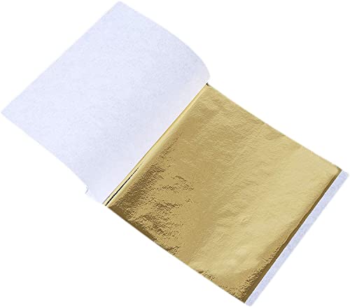 Generic 100 Sheets Imitation Gold Leaf, Baking Gold Leaf, Silver Leaf for Arts Project, Gilding Crafting, Furniture Decoration Attractive Processed
