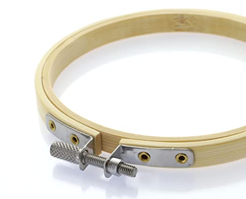 Image of Essentials By Leisure Arts Wood Embroidery Hoop 4 inch Bamboo - Wooden Hoops for Crafts - Embroidery Hoop Holder Cross Stitch Cross Stitch Hoops and Frames