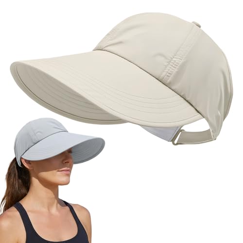 COSEN Sonnenhut Damen 2026 Neu Visor Cap Damen mit Breite Krempe Faltbar UV Schutz 50+ Hut Sonnenhüte für Damen Sunscreen Baseball Hat Pferdeschwanz Strandhut für Golf Reisen Wandern (Weiß)