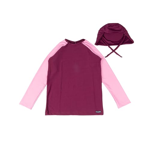 Blusa infantil Proteção Solar UV 50+ Masculina Feminina Bebê Criança c/boné (Roxo/Rosa, 1 anos)
