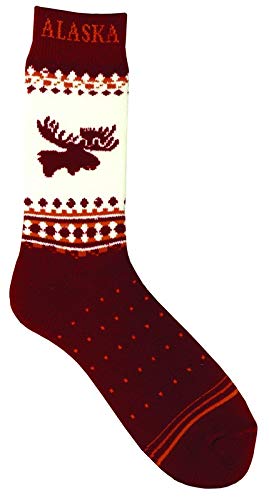 Chaussettes fantaisie orignal Alaska en peluche rouge taille 8-11 pour homme et femme