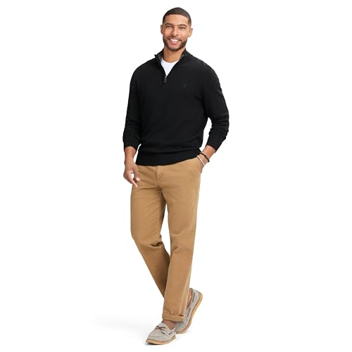 IZOD Men's Premium Essentials Quarter Zip Sweater, Black3