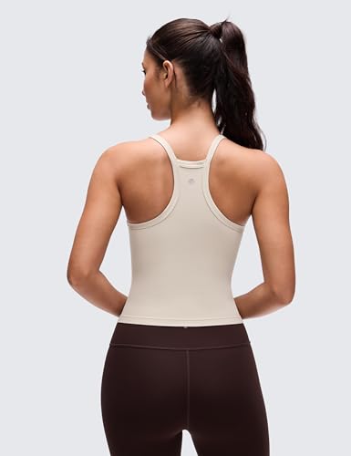Image of CRZ YOGA Double Lined V Neck Cami Crop Tank Top | Yoga, Butterluxe Soft, Tight Fit, Racerback, Camisole Shirts for Women