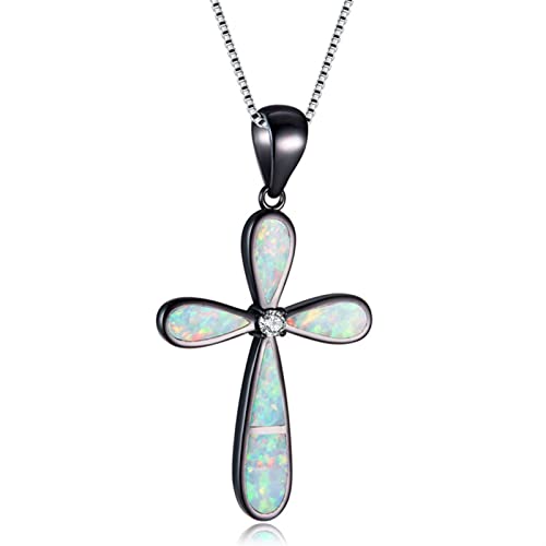 JUSTPENGHUI Collier Pendentif Femme Punk Blanc Bleu Collier Vintage Silver Women's Wedding Wedding Collier Collier (Metal Color : Black White Opal) Cover