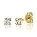 STUDEX Sensitive Cubic Zirconia Stud Earrings 4mm | Hypoallergenic and Nickel Safe for Sensitive Ears | Gold Plated Posts | High Fashion Earrings for Women and Men-PR-742-S