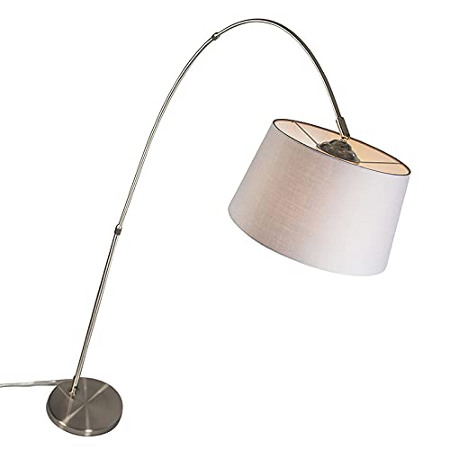Qazqa arc-basic - Lampada da terra arco Moderno - 1 luce - L 1300 mm - Grigio - Moderno - Soggiorno