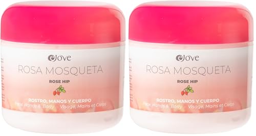 Ejove Crema de Rosa Mosqueta para Rostro, Manos y Cuerpo 300 ml : Rejuvenecedor Natural para Estrías, Cicatrices y Arrugas (Paquete de 2)