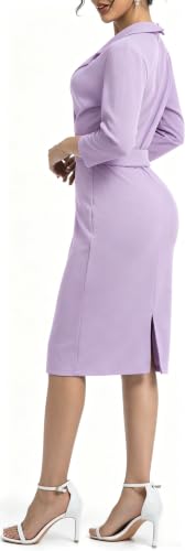 Image of SxClub Business Dresses for Women Elegant Long Sleeve Bodycon Pencil Knee Length Formal Dress for Evening Cocktail
