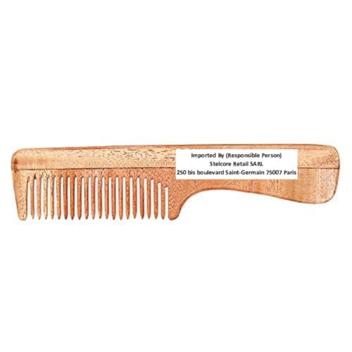 SVATV - Peine de madera de nim con mango N-73 (17,8 x 3,8 cm)