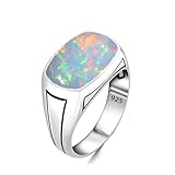 MOUNTJEWELS Fire Opal Ring 925 Sterling Silver Gemstone Ring Men's Opal Ring Handmade Opal Gemstone Signet Ring for Men Gift for Him Vintage Jewelry for Men (8)