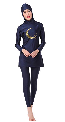 TianMai Women Muslim Swimwear Islamic Modest Swimsuit Beachwear Costume Swim Wears (Blue, Int'l XS)