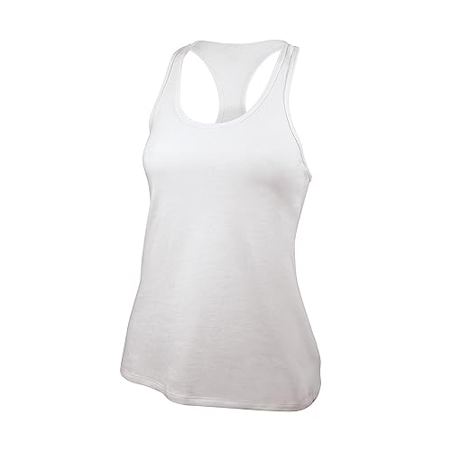 GK Athletic Loose-Fit Tank for Women and Girls - Basic Racerback Top (YL, White)