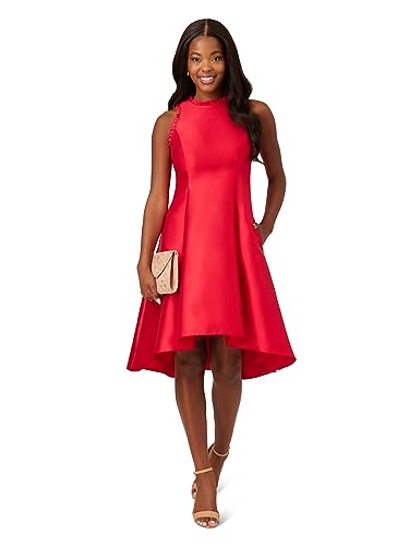 Image of Adrianna Papell Mikado Hi Low Hem Halter Party Dress