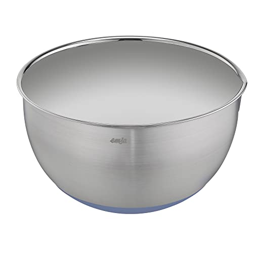 Emsa Prep&Bake R&uuml;hrsch&uuml;ssel aus Edelstahl 22 cm, Rutschfester Boden in Blau, Kratzfest, Edelstahl Sch&uuml;ssel mit Ausgie&szlig;rand, Stapelbar, K3272234