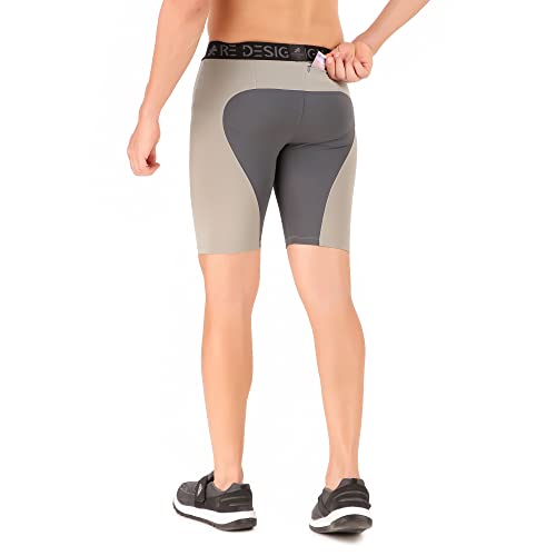 Image of Redesign Nylon Dual Color Compression Shorts for Multi-Sports with Back Zip Pocket