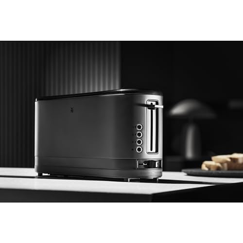 WMF Grille-pain longue fente, 2 tranches avec support à pain, grille-pain étroit, XXL, fonction bagel, 7 niveaux de torréfaction, 900 W, en acier inoxydable, mat, noir – Image 3