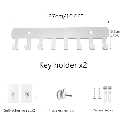 Echehi 2pcs Key Hooks Self Adhesive, Key Holder for Wall with 8 Hooks to Hang Keyrings, Coat, Umbrella, Sunglasses, Jewelry Necklaces - Cosy Home Interiors Echehi 2pcs Key Hooks Self Adhesive, Key Holder for Wall with 8 Hooks to Hang Keyrings, Coat, Umbrella, Sunglasses, Jewelry Necklaces - Image 6