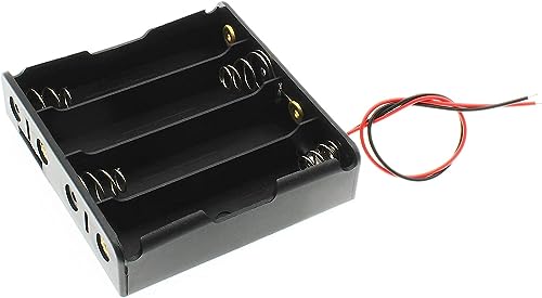 Image of QBM 18650 Battery Case Holder with Lead Wire Bundle 3.7V DIY Battery Storage Box in Series (Pack of 2) (4 Cell Holder) Multicolor