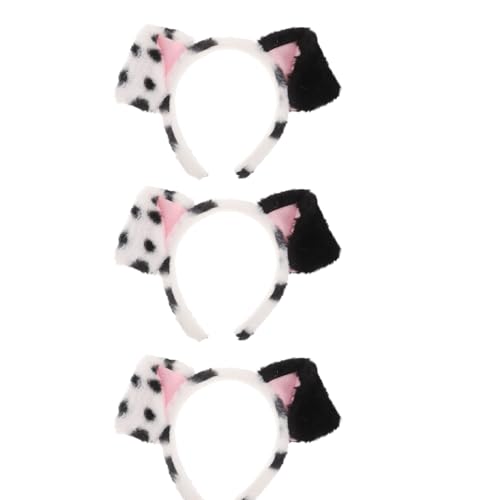 TOPPERFUN 3 Diademas de Felpa Orejas de Perro Dálmata en Tonos Claro y Oscuro, Accesorios Suaves para Adulto, Diademas de Animales para Cosplay, Fiestas y Decoración de Cumpleaños