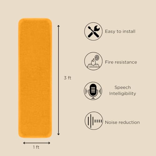 Image of Timber Acoustics Soundproofing Wooden Foam Panels, Acoustic Room Treatment (Set of 3) (1' x 3' x 1.5 inch) (Yellow)