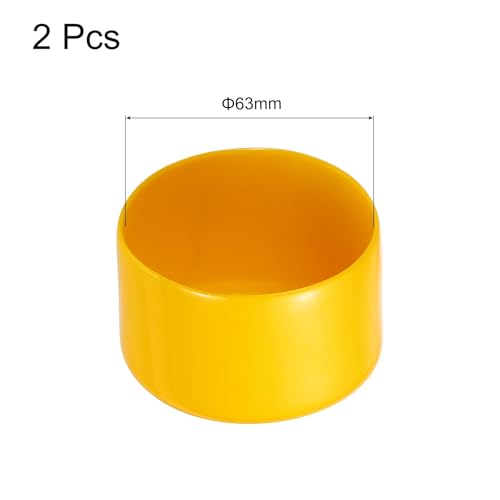 Image of uxcell 2pcs Rubber End Caps 63mm(2.5 Inch) ID Vinyl Round Tube Bolt Cap Cover Screw Thread Protectors Yellow, 40mm Height