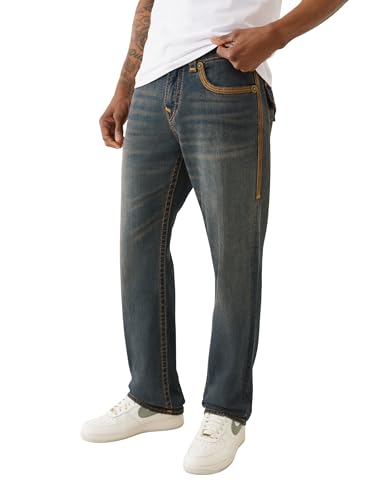 True Religion Men's Super Flatlock Ricky Flap Jeans – Straight Fit Stretch Denim with Signature Flap Pockets3