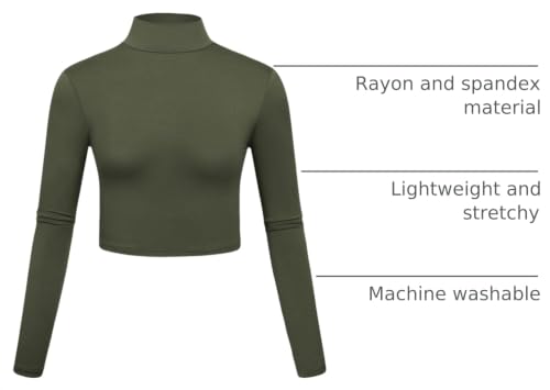Image of Kindcall Lightweight Mock Turtleneck Crop Tops Long Sleeve Casual Base Layer for Women
