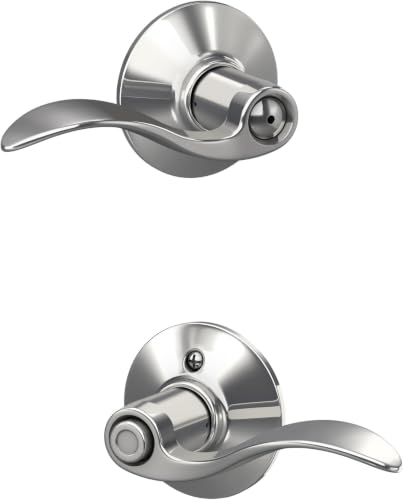 Image of SCHLAGE F40 Acc 625 Accent Door Lever, Bed & Bath Privacy Lock, Bright Chrome (Pack of 8)