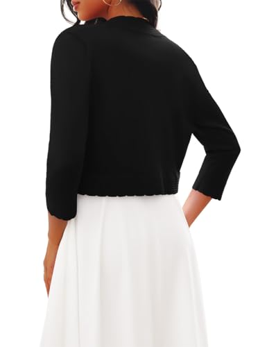 CPOKRTWSO Women's 3/4 Sleeve Cropped Cardigan Sweaters Open Front Bolero Shrugs for Women S-XL3