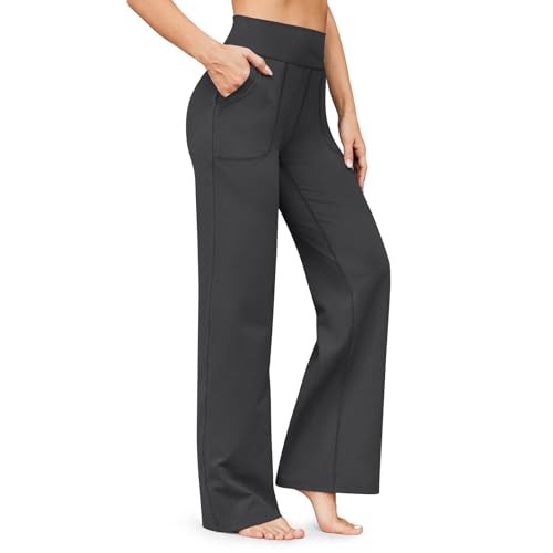Yoga Dress Pants for Women Loose High Waisted Wide Leg Stretchy Work Pants Business Casual Leggings with Pockets2