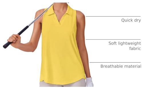 Image of PINSPARK Womens Golf Shirt UPF 50+ Sleeveless Collared Shirts Quick Dry Tennis Polo V-Neck Racerback Athletic Workout Tank